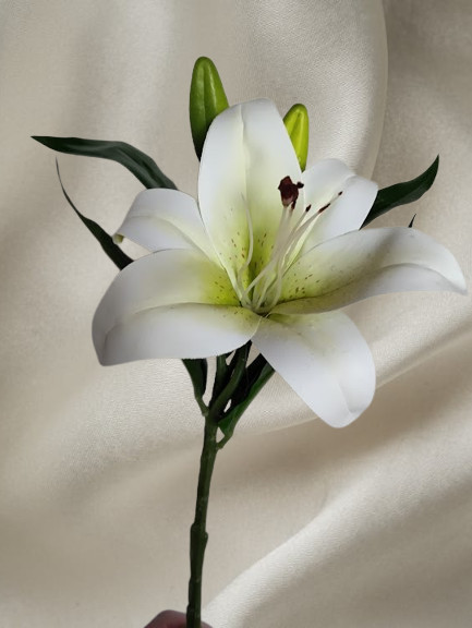 THREE 14″ white lily stems for bouquets