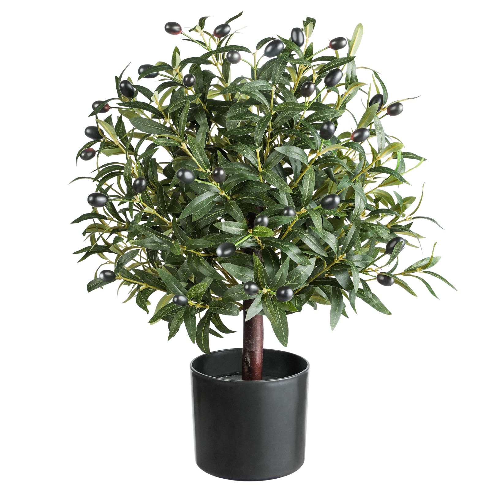 25.5” Tall Artificial Topiary Ball Olive Tree with Leaves and Fruits, Olive Boxw