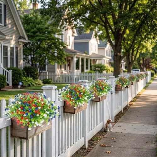 Hananona 12 Pcs Artificial Flowers Outdoor, Faux Artificial Plants UV Resista…