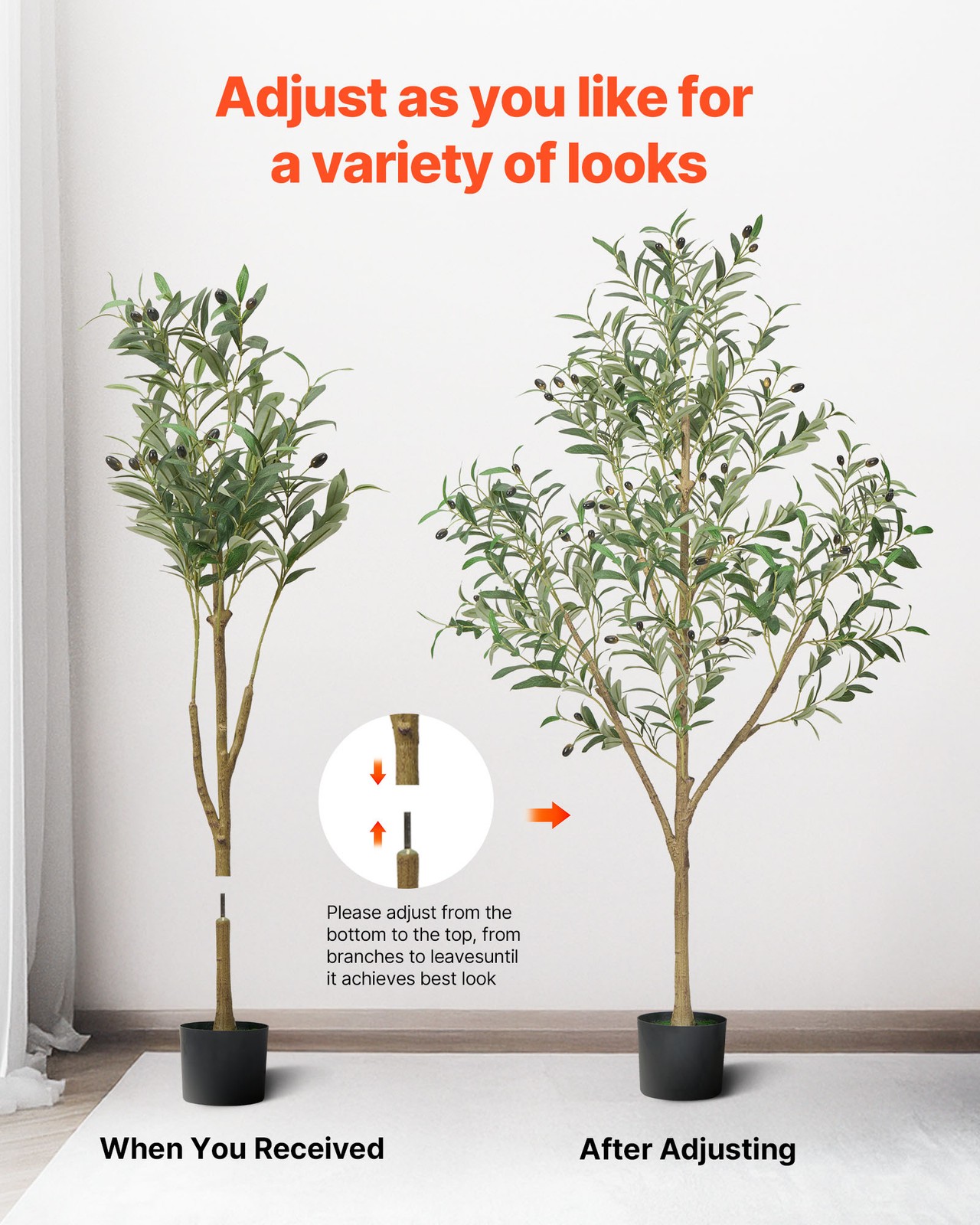 VEVOR 5FT Artificial Olive Tree Tall Fake Plant with Black Pot for Home Office