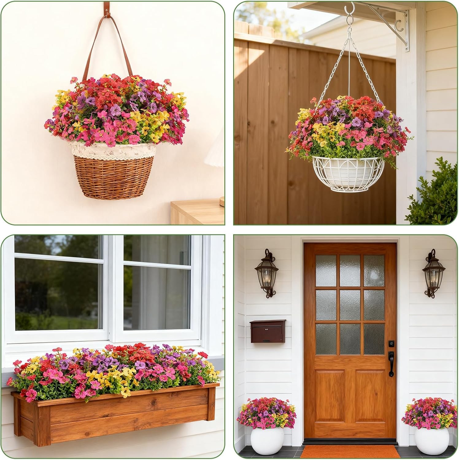 16 Bundles Artificial Flowers, Faux Daisy Eucalyptus Outdoor Patio Decor