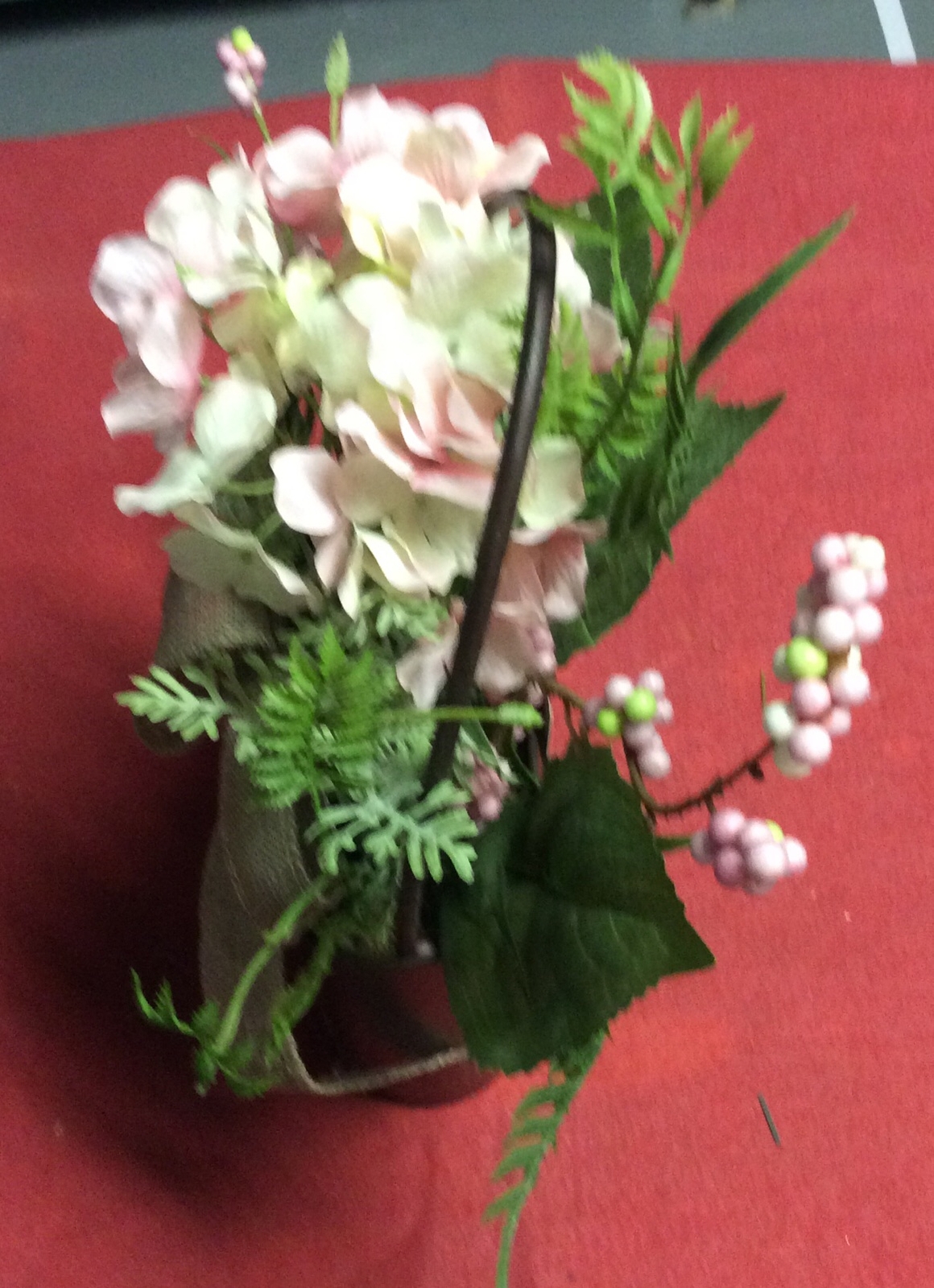 Plastic Flower In Brown Watering Can For Decorations From Kmart Store