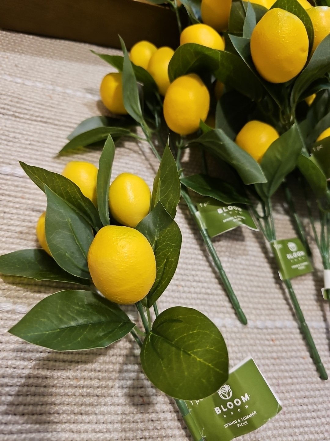 12 NEW 11″ SPRING SUMMER LEMON LEAVES Floral Pick Decor FRUIT YELLOW FREE SHIP