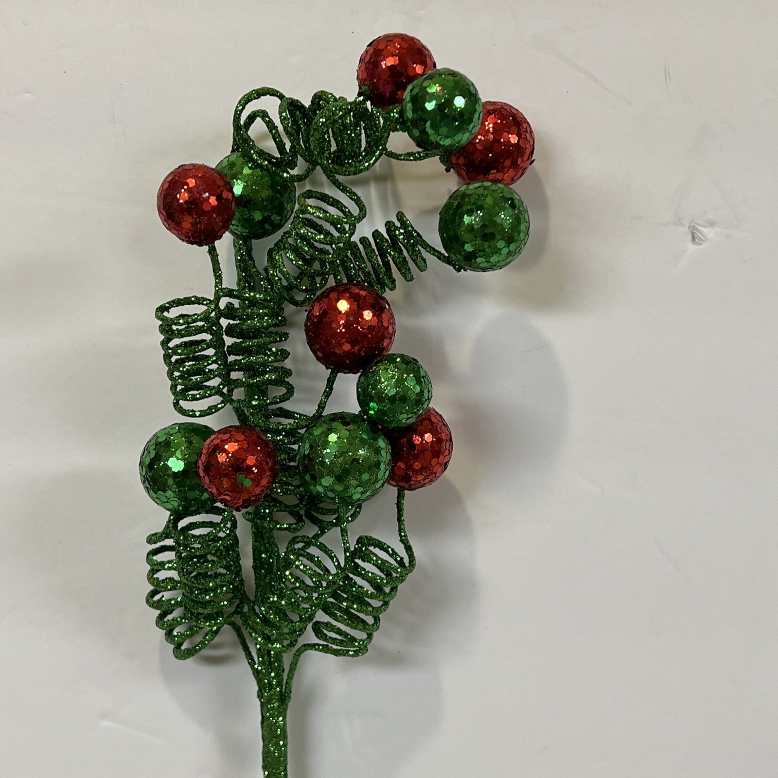 6 Rare 19” Curly Ribbon Ornament Red Green Berry Pick Branch Valerie Parr Hill