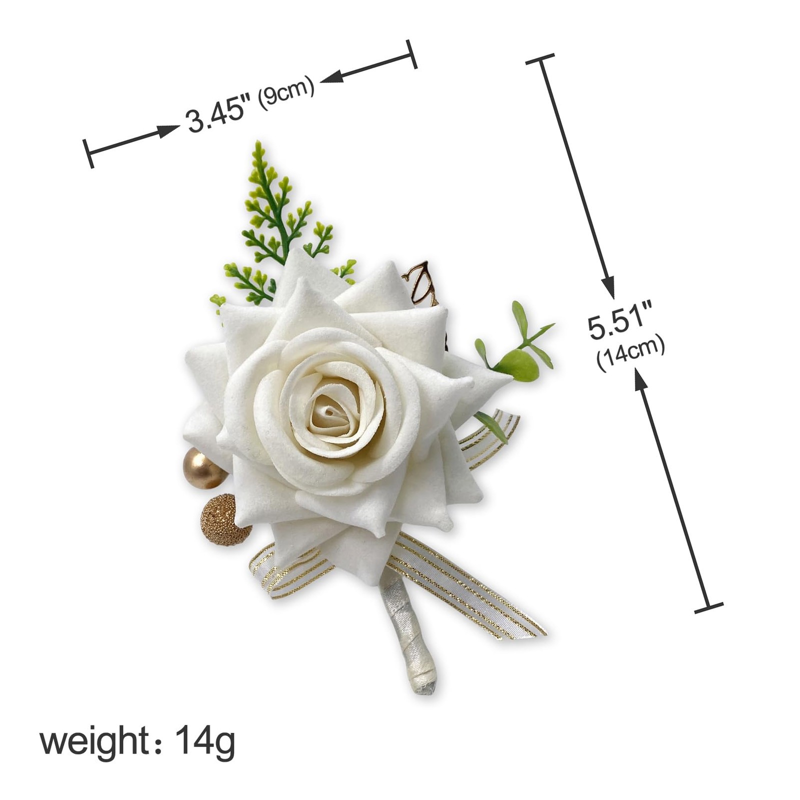 2 pcs Set Ivory Rose Boutonniere Flowers for Men Wedding Corsage Handcrafted