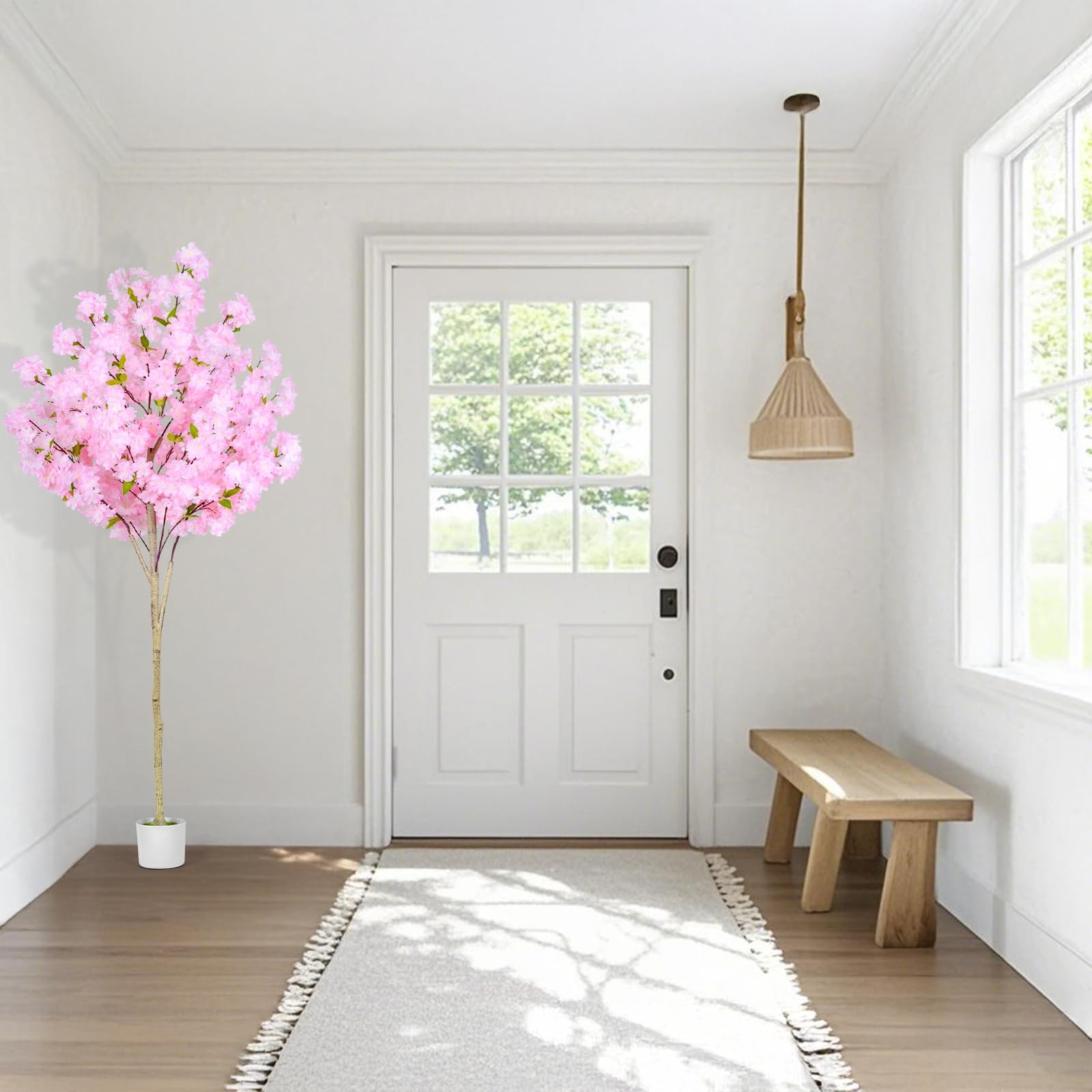 6FT Artificial Cherry Blossom Tree,Tall Fake Flower Tree with Realistic Pink …