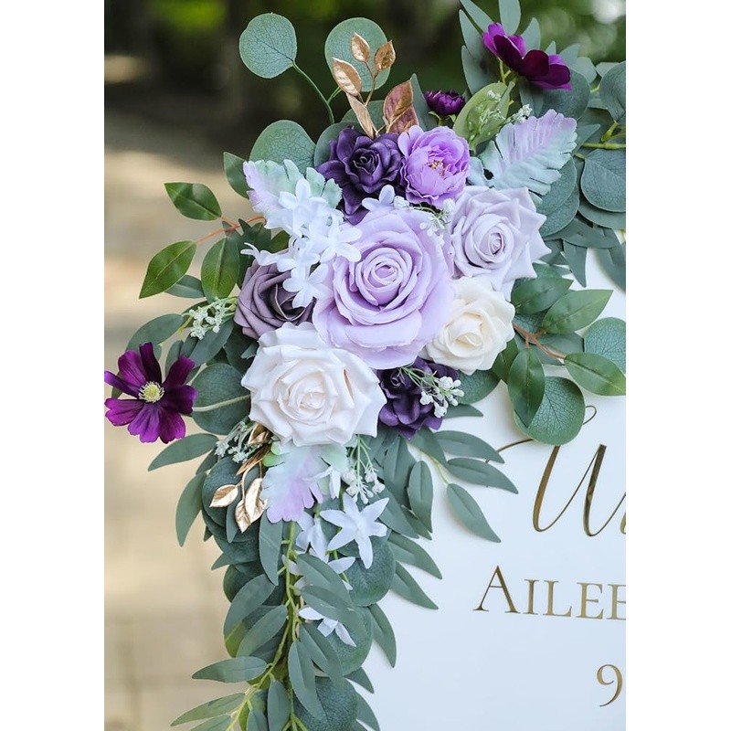 Purple Flower Swag Kit Wedding Decoration Easy Install Faux Silk Arch Flowers US