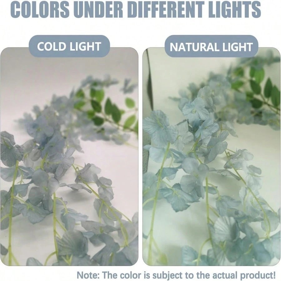 New 12pcs Teal Wisteria Hanging Flowers Garland 377Ft Artificial Vine Decor