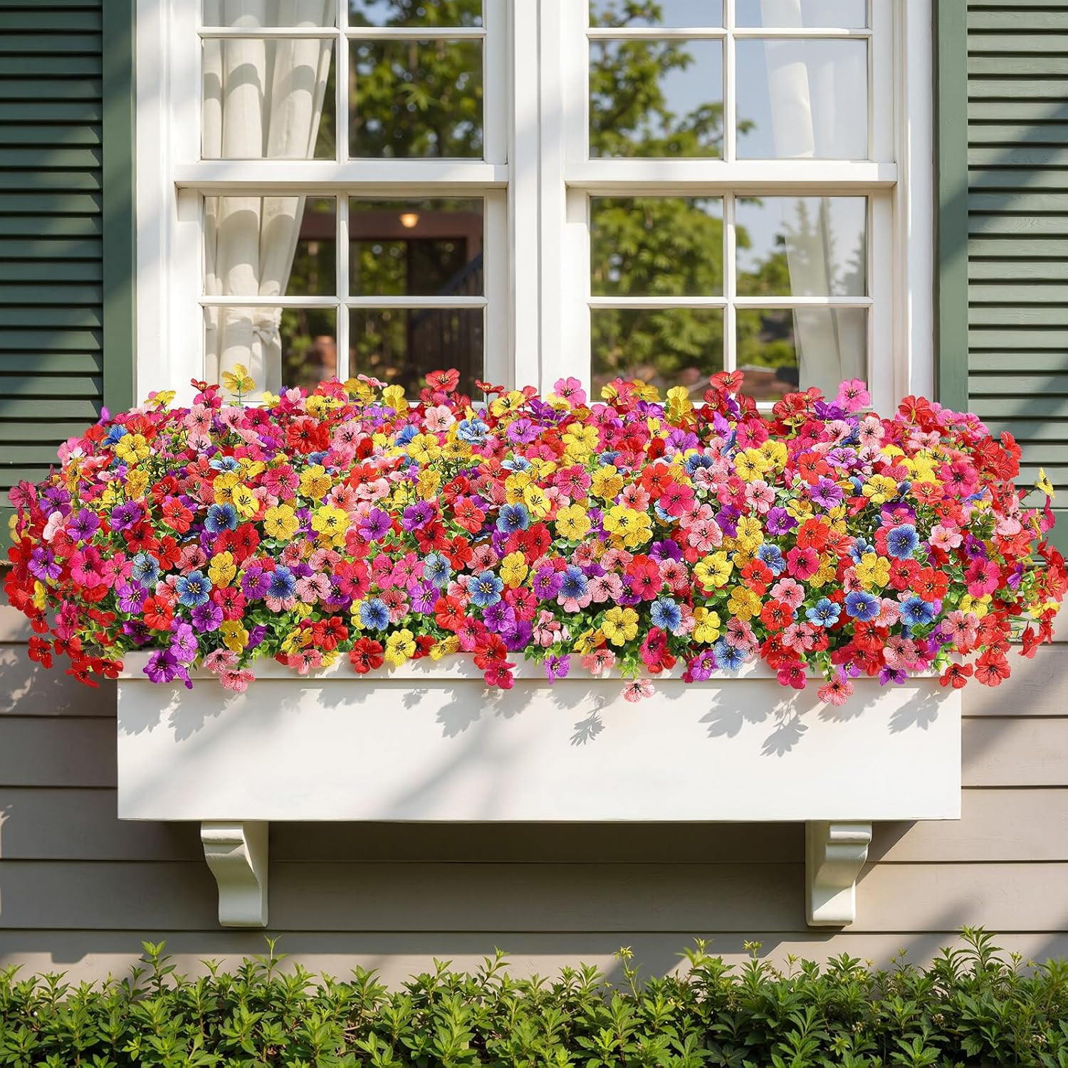 32 Bundles Artificial Flowers for Outdoors Decoration, UV Resistant Silk Faux Fl