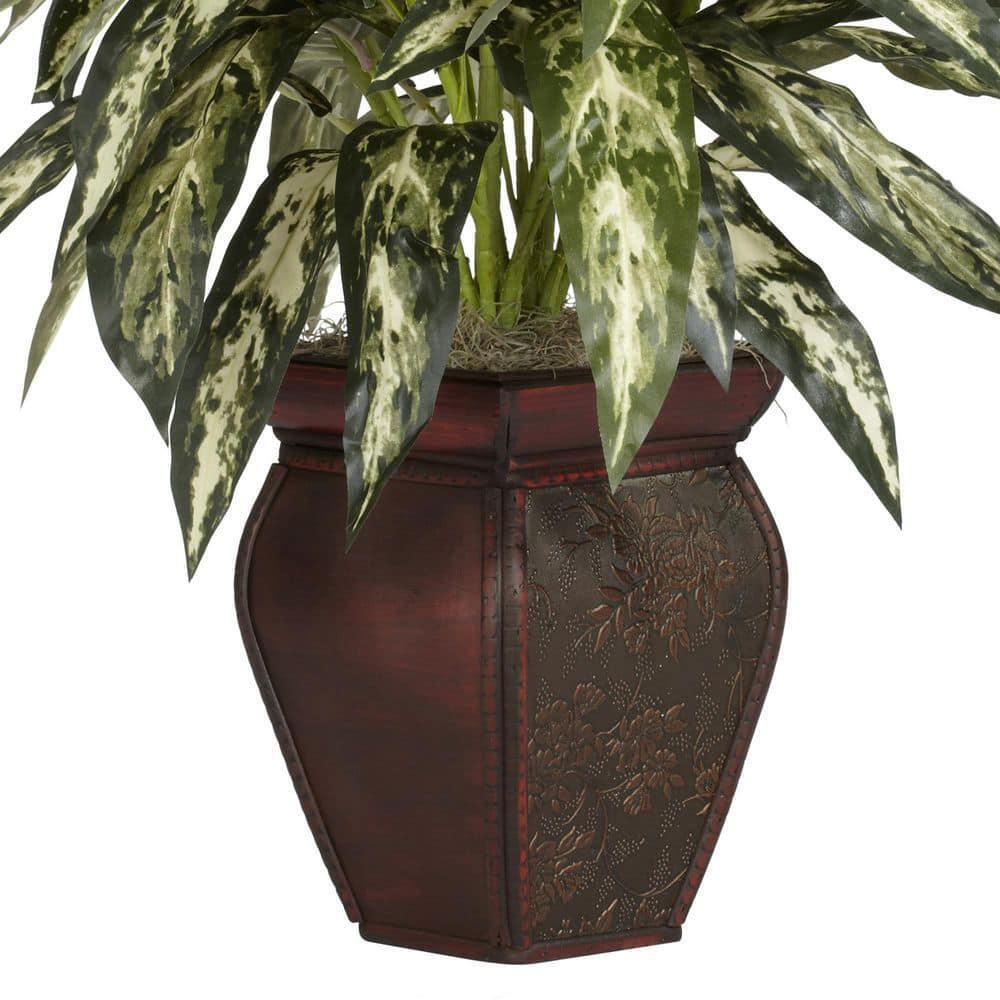 30 in. Artificial Green Aglonema with Decortaive Vase Silk Plant Colored Leaves