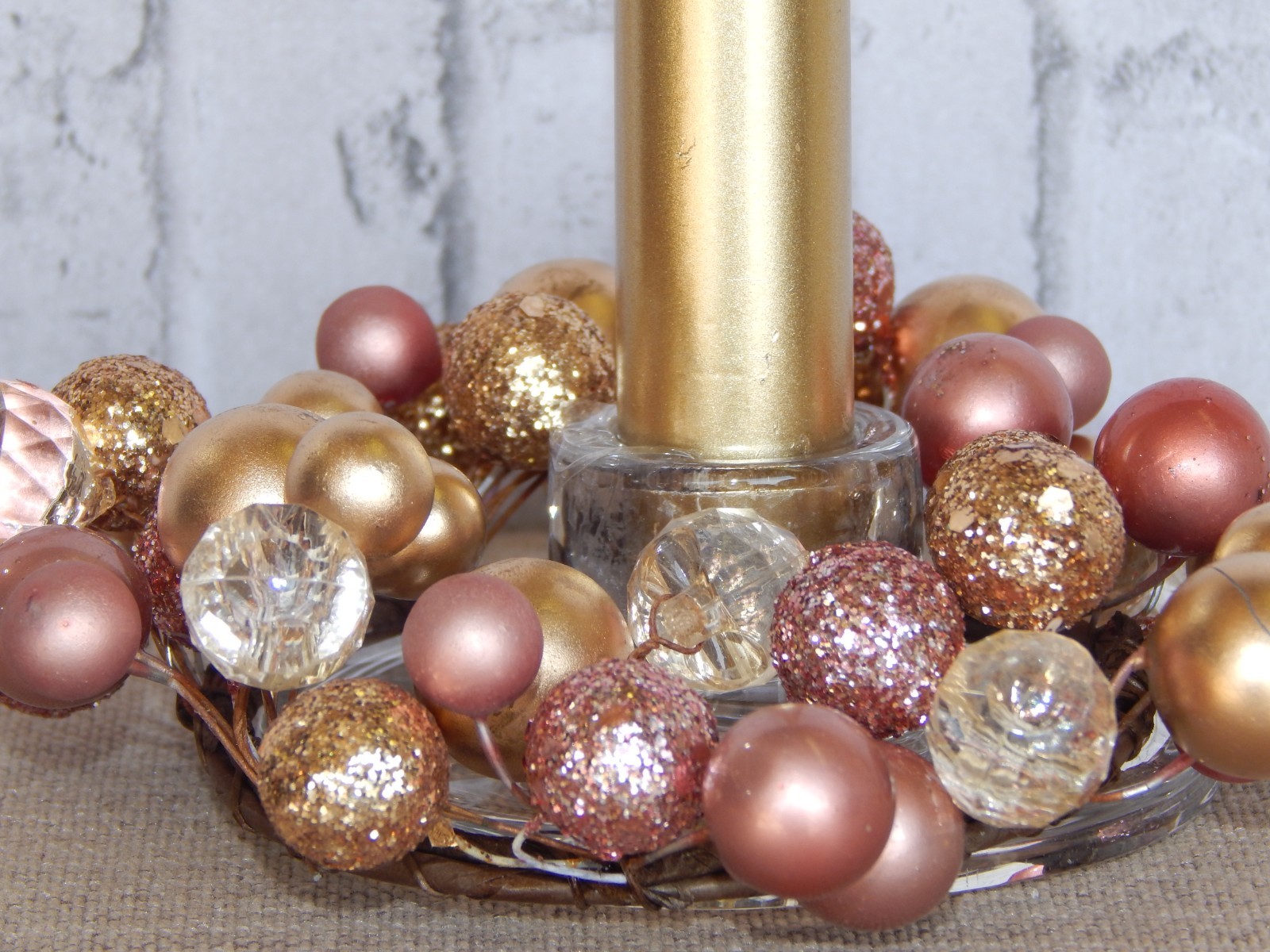 Beaded Candle Ring – Blush Mix 3″ Wedding Anniversary Holiday Mini Wreaths
