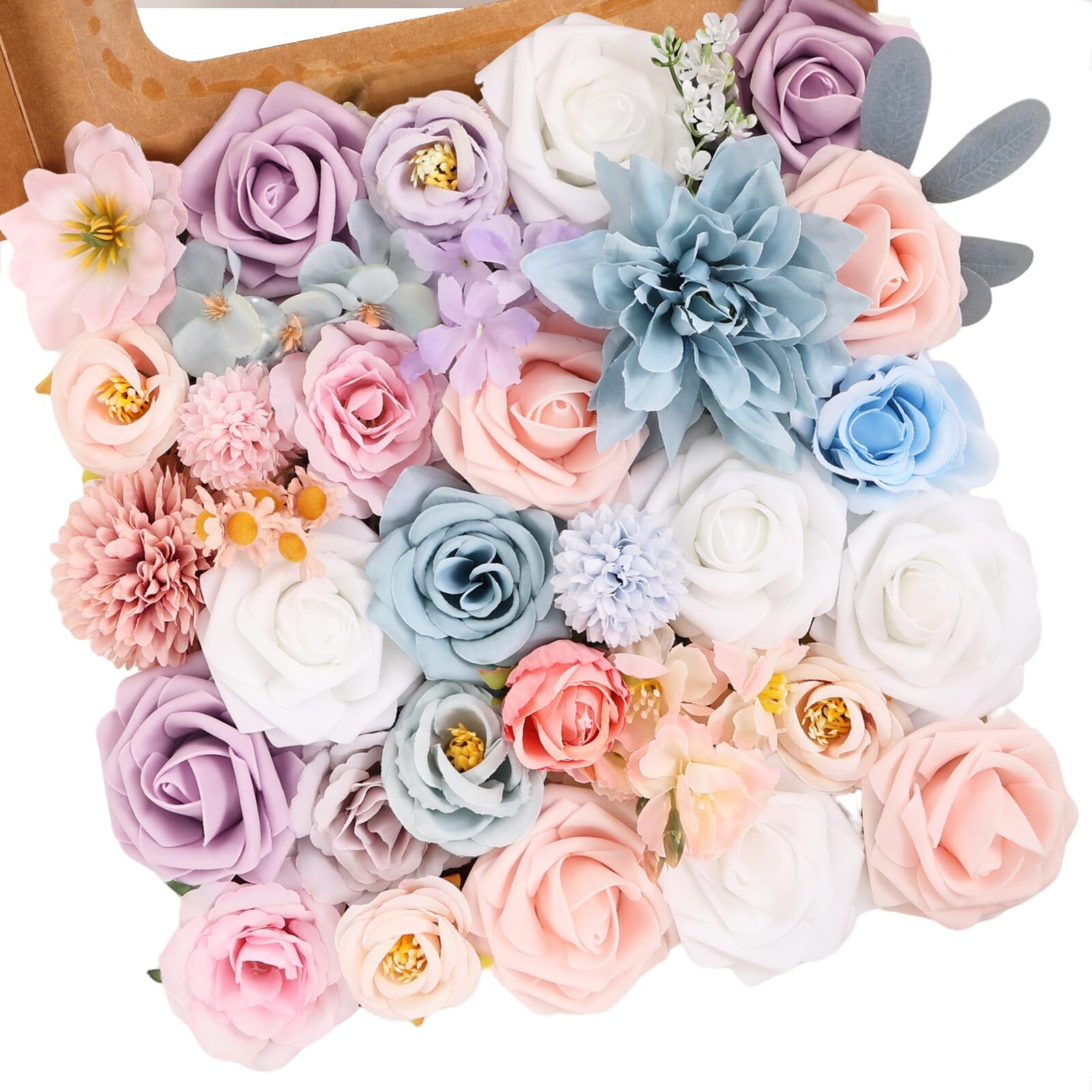 Dusty Blue Pink Artificial Flowers Combo Box DIY Wedding Centerpieces Decor