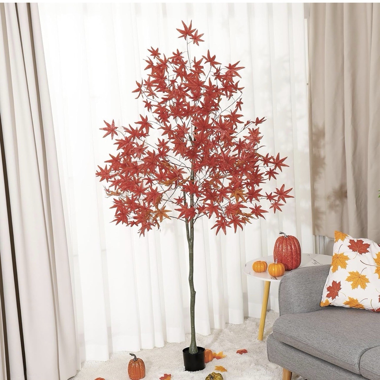 6.6ft Faux Maple Fall Tree Fall Decorations for Home, Artificial