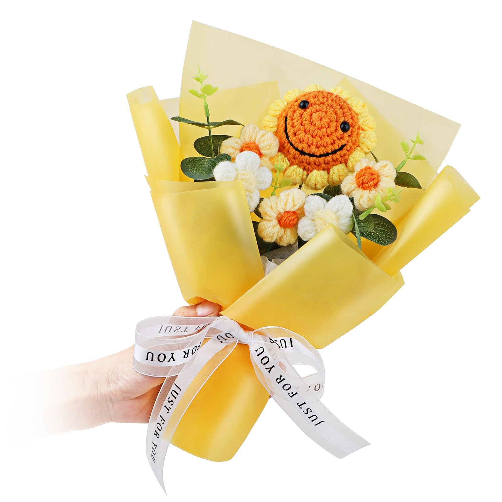Handmade Crochet Sunflower Bouquet – Knitted Yarn Flowers, Artificial Flower …