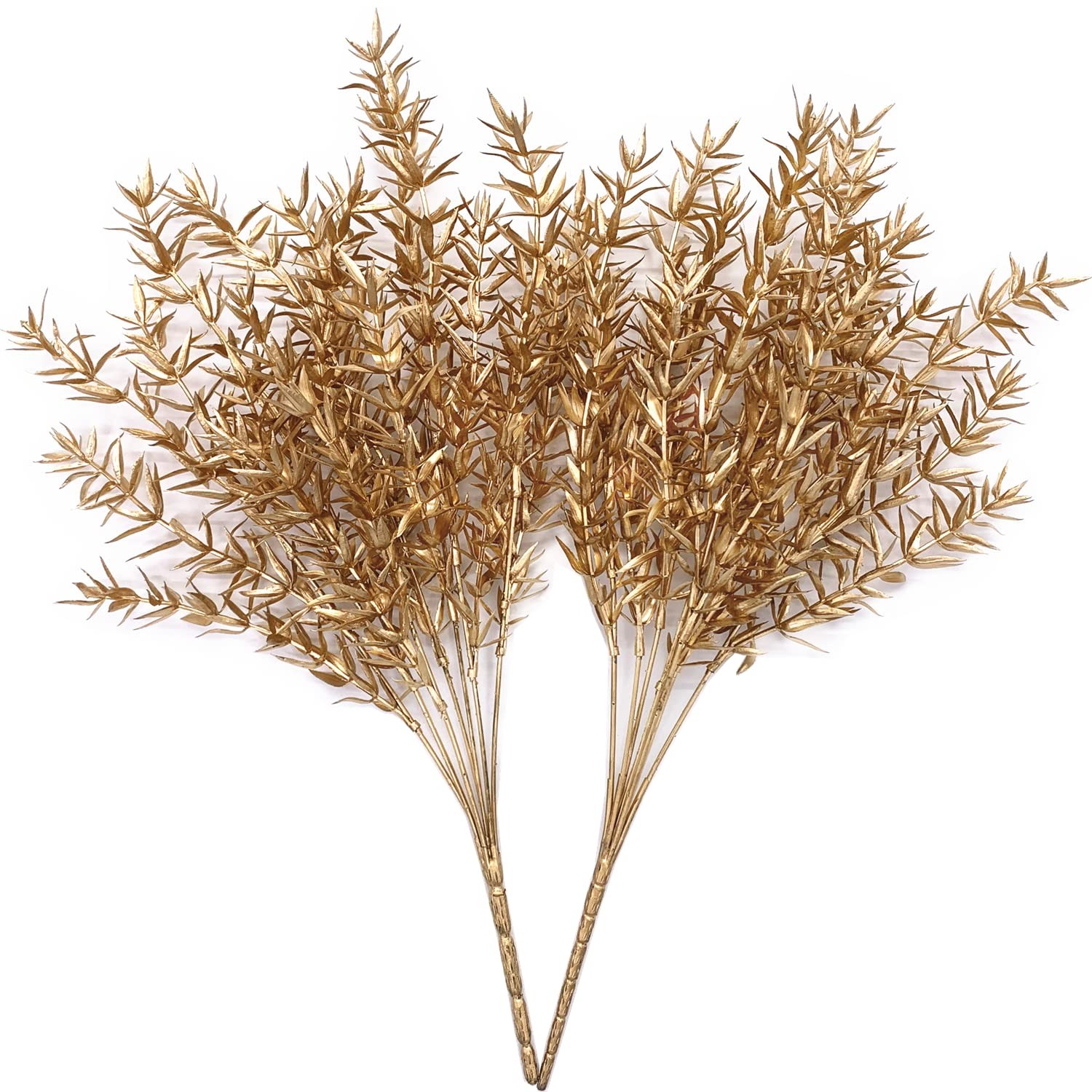 Artificial Plants for Christmas, Fake Golden Spiky Leaf Grass Plant Flowers F…