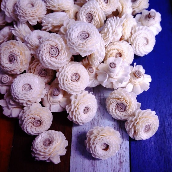 50 Zinnia Balsa Sola Wood Flower Diffuser Flowers 3 cm Dia. For Decorate Craft