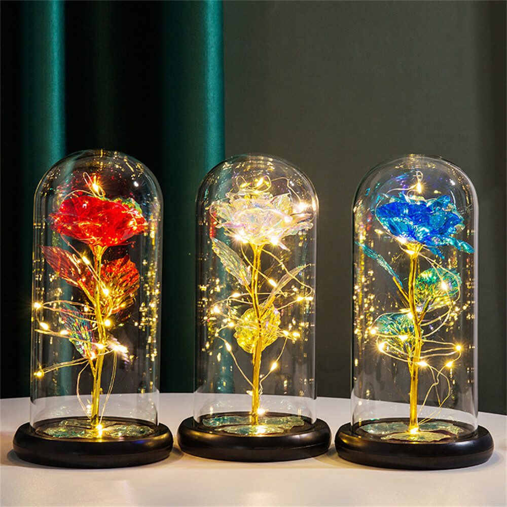 LED Eternal Galaxy Rose in Glass Enchanted Forever Flower Thanksgiving Xmas Gift