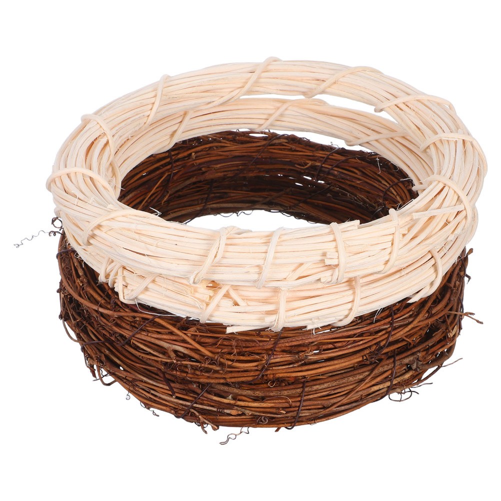 4Pcs Natural Rattan Wreath Forms for Front Door Decor Vintage Style Hanging