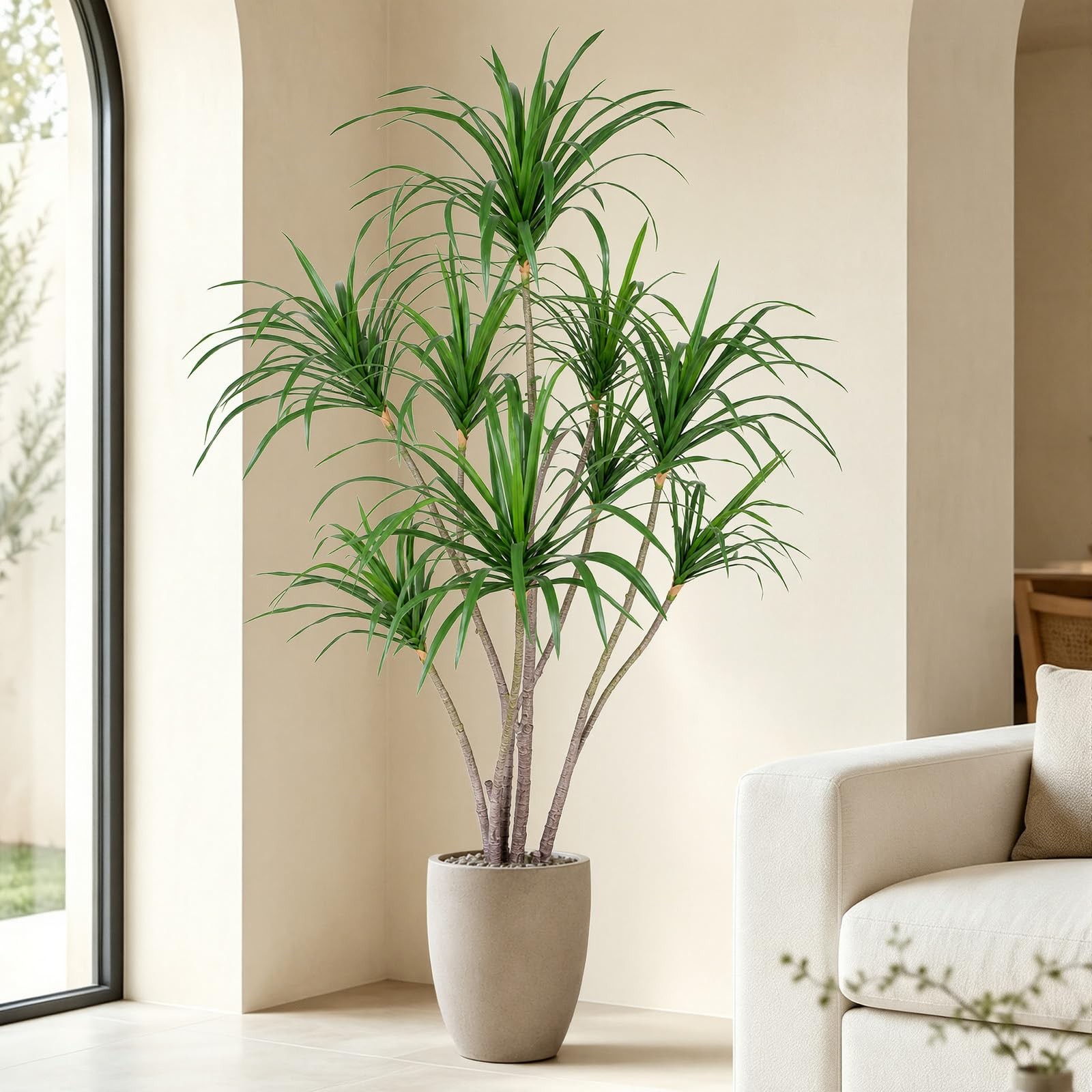5ft Artificial Dracaena Marginata Tree with 261 Lifelike Leaves & 9 Heads, Ta…