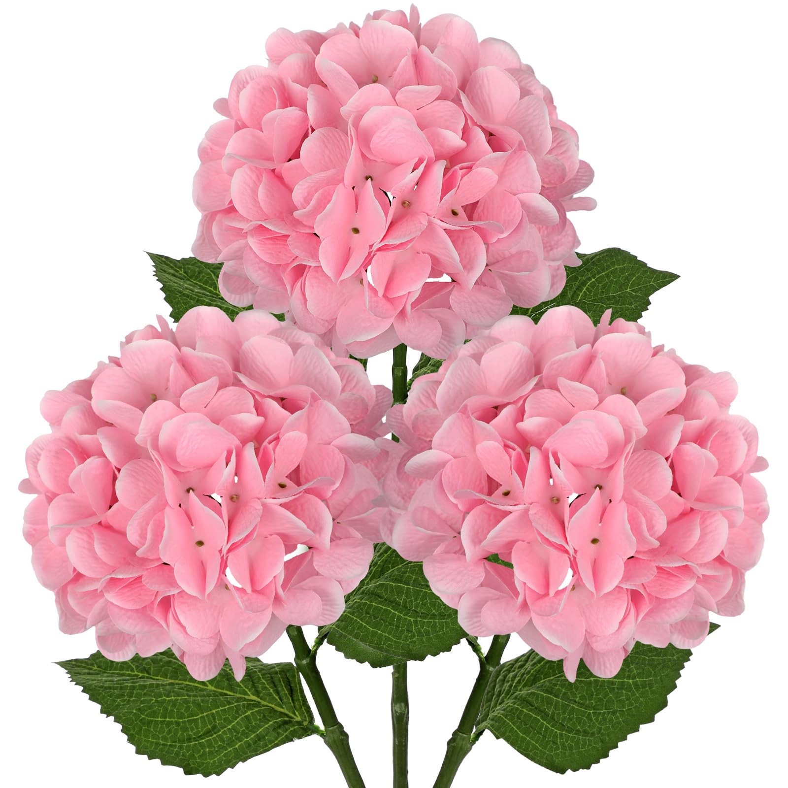 3Pcs Pink Hydrangea Artificial Flowers Real Touch Faux Silk Hydrangeas Flower…