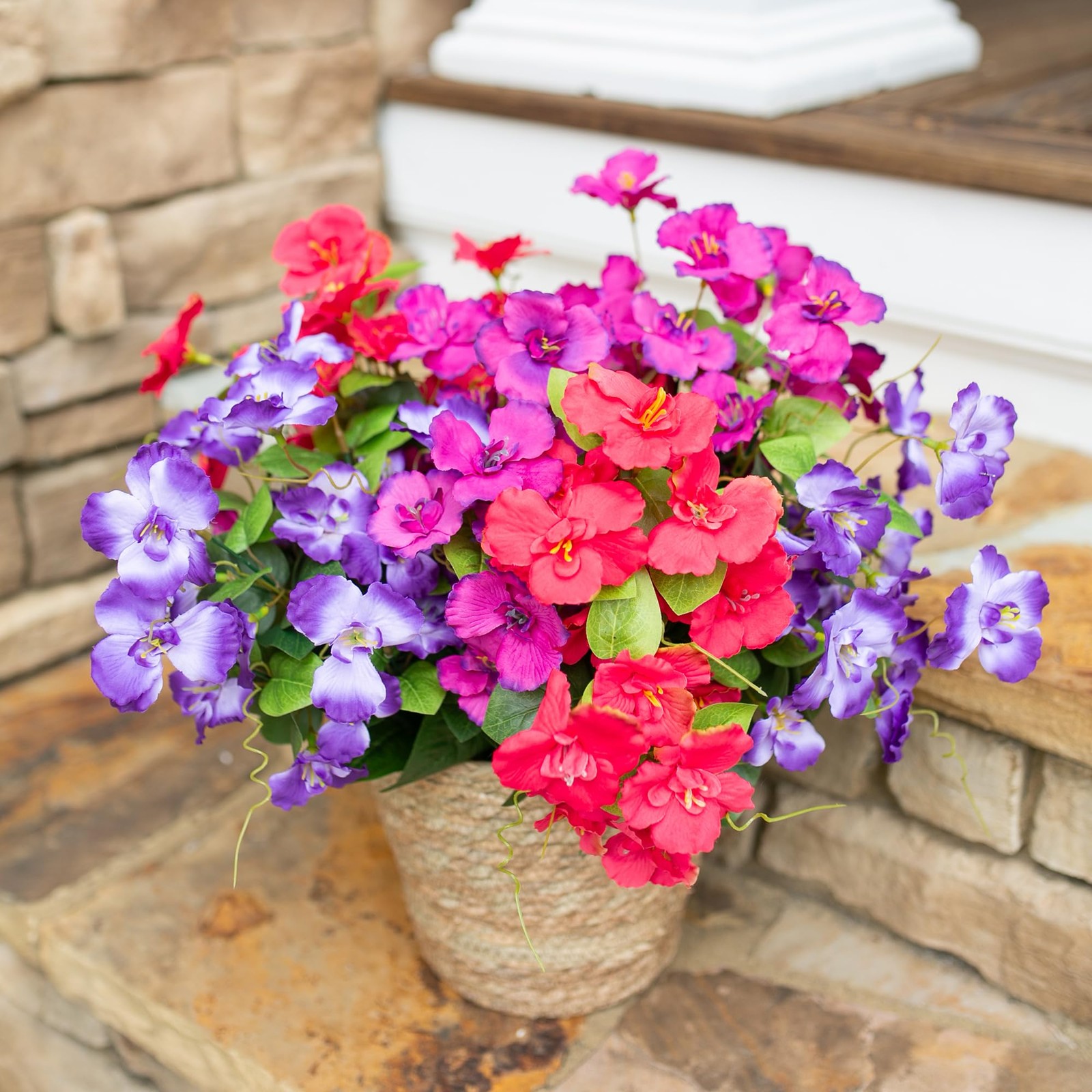 Hibiscus Artificial Flowers Plants for Outdoors Summer Decoration, 6 Bundles …