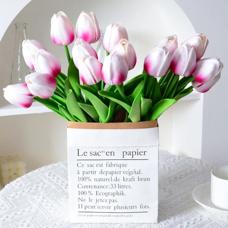 3/5PCS Real Touch Tulip Bouquet Artificial Flowers Wedding Home Decor Gift