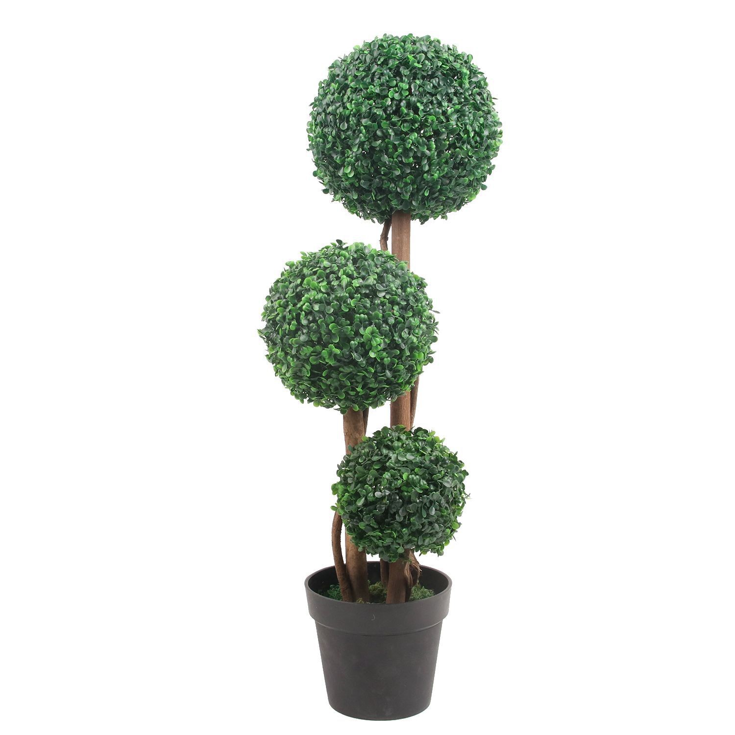 35/45 in Topiary Boxwood Triple Ball Artificial Tree Indoor/Outdoor Home Decor