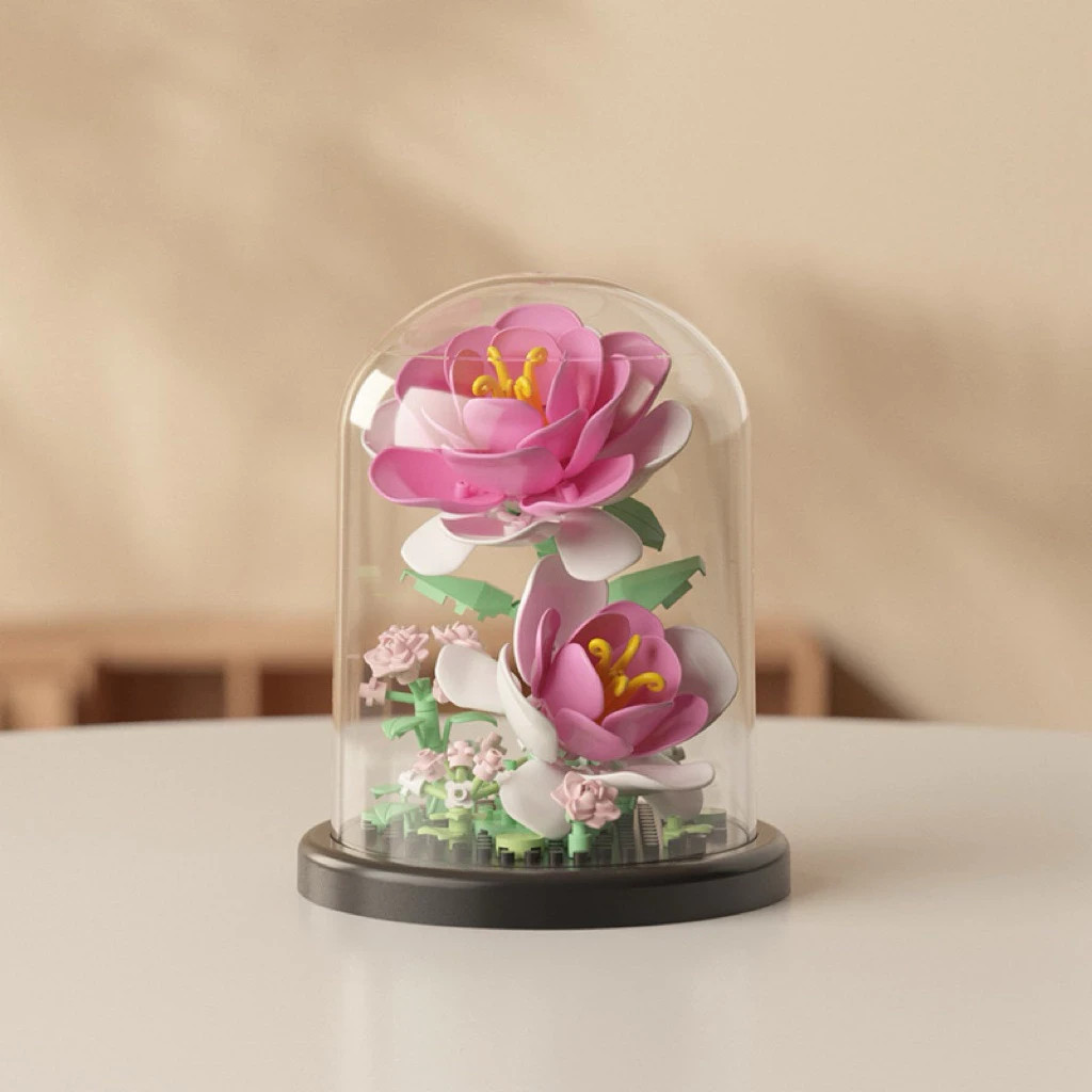 New Flower (Pink) Assembled Toys Building Blocks Potted Plant Ornaments