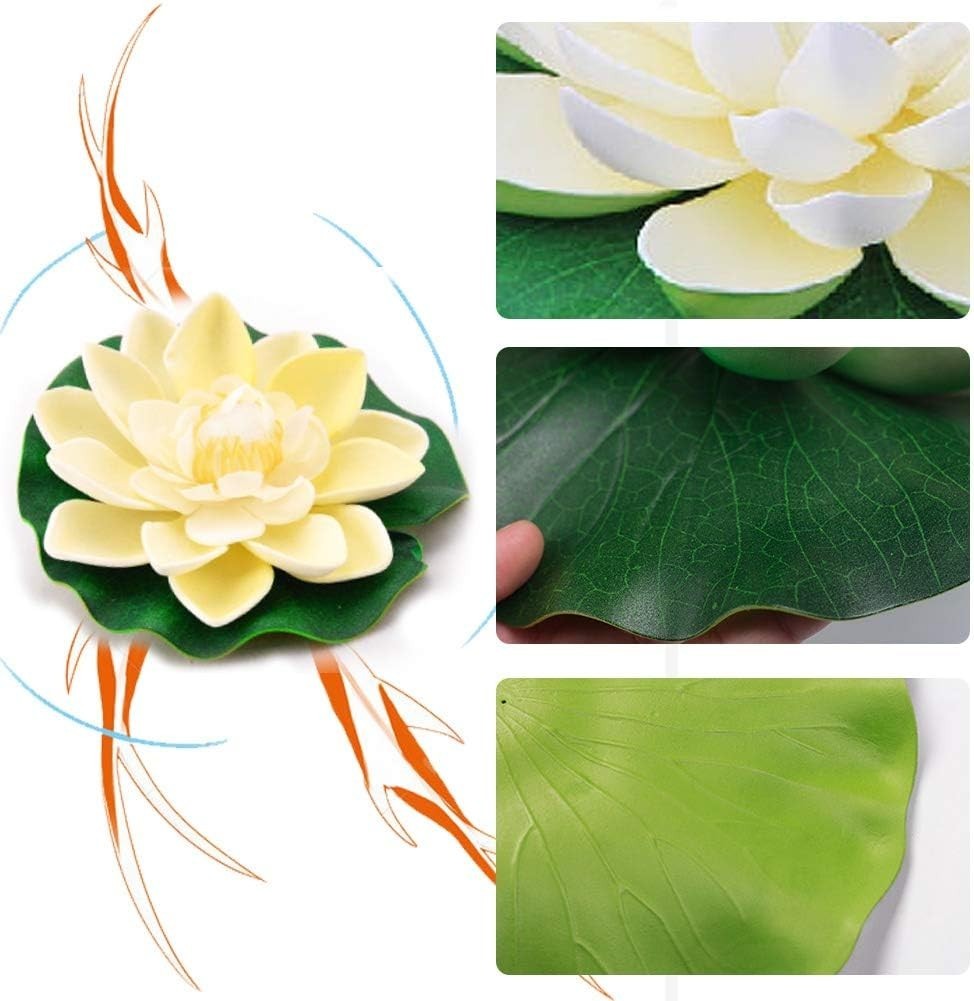 12Pcs Colorful Floating Foam Lotus Flowers & Lily Pads for Garden Decor