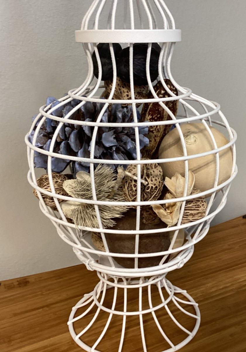 Farmhouse Cottagecore Wire Urn Centerpiece W/ Natural Botanical Fillers
