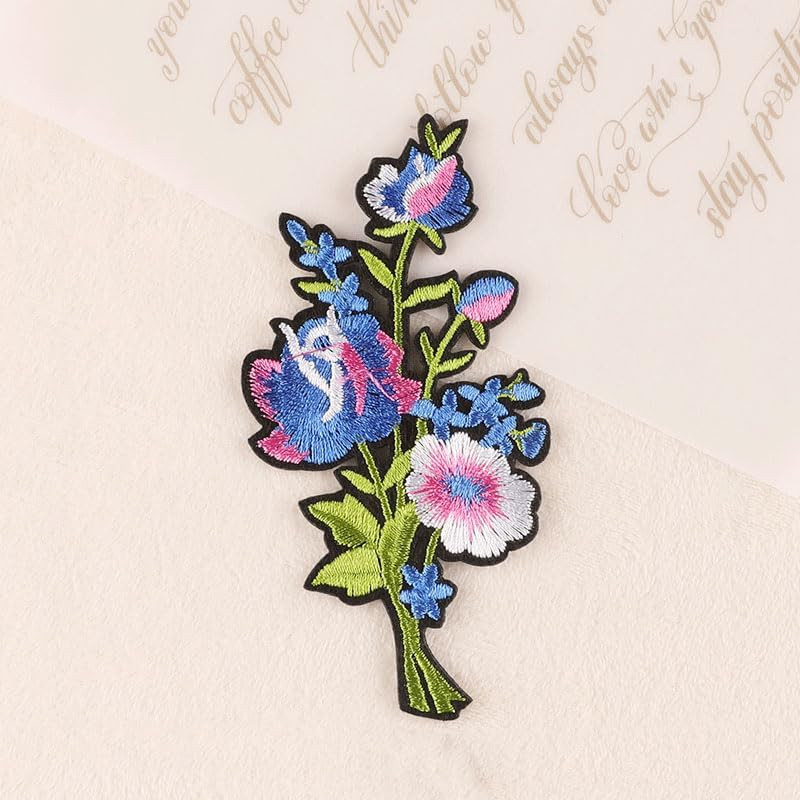 2Pair Durable Vivid Design Flower Phoenix Water Soluble Embroidered Applique Pa