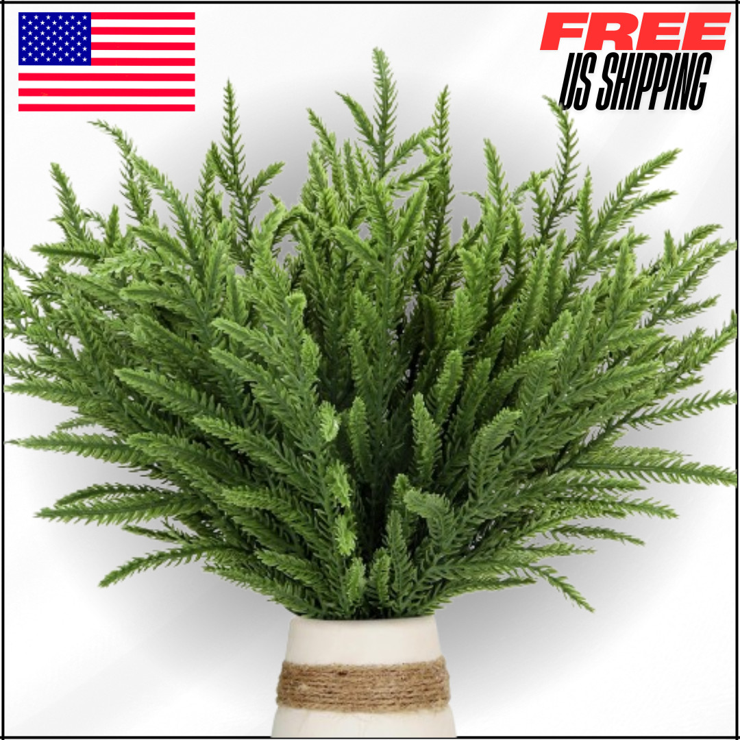 15″ Artificial Pine Branches Faux Evergreen Sprigs Fake Foliage Greenery 30 Pcs