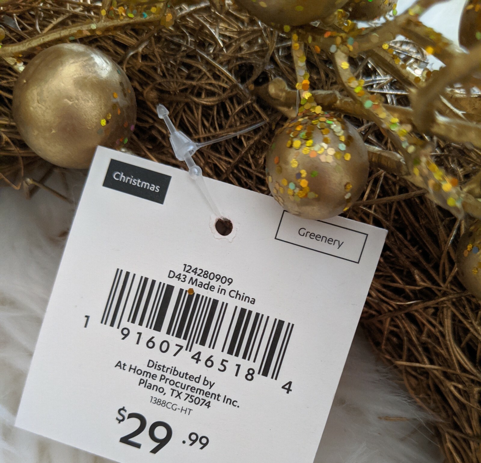 20 Inch Gold Glitter Ball Fall Wreath Glitter Twig Decoration Christmas Decor