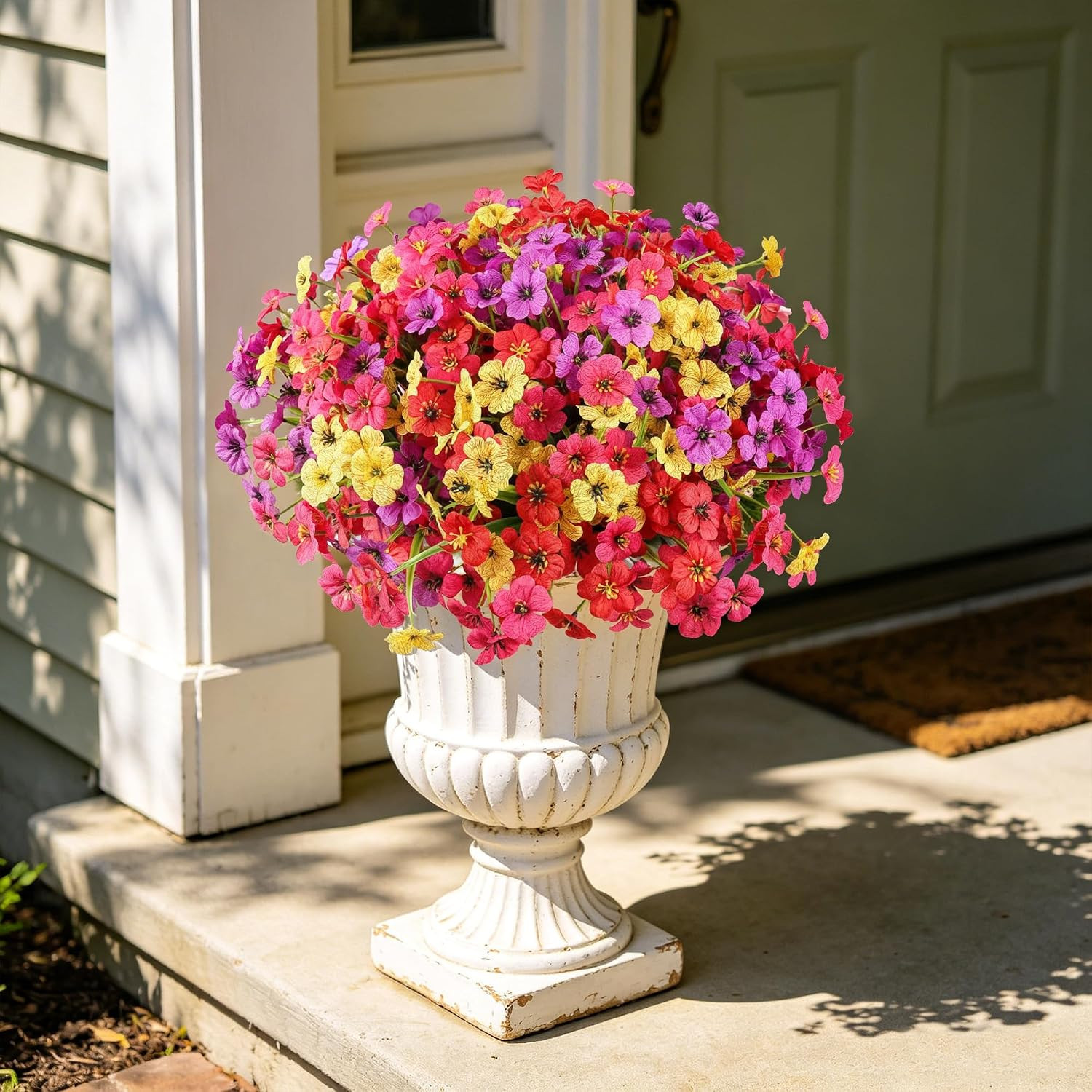 24 Bundles Artificial Flowers for Outdoors Decor, Faux Mums Plants Fake Silk Dai