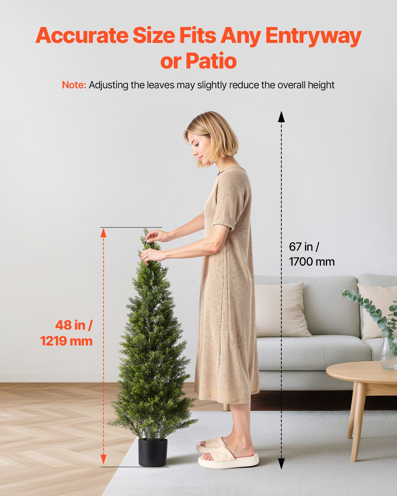 VEVOR Artificial Topiary Cedar Tree 48 Inch Faux Pine Plant Outdoor Garden Home