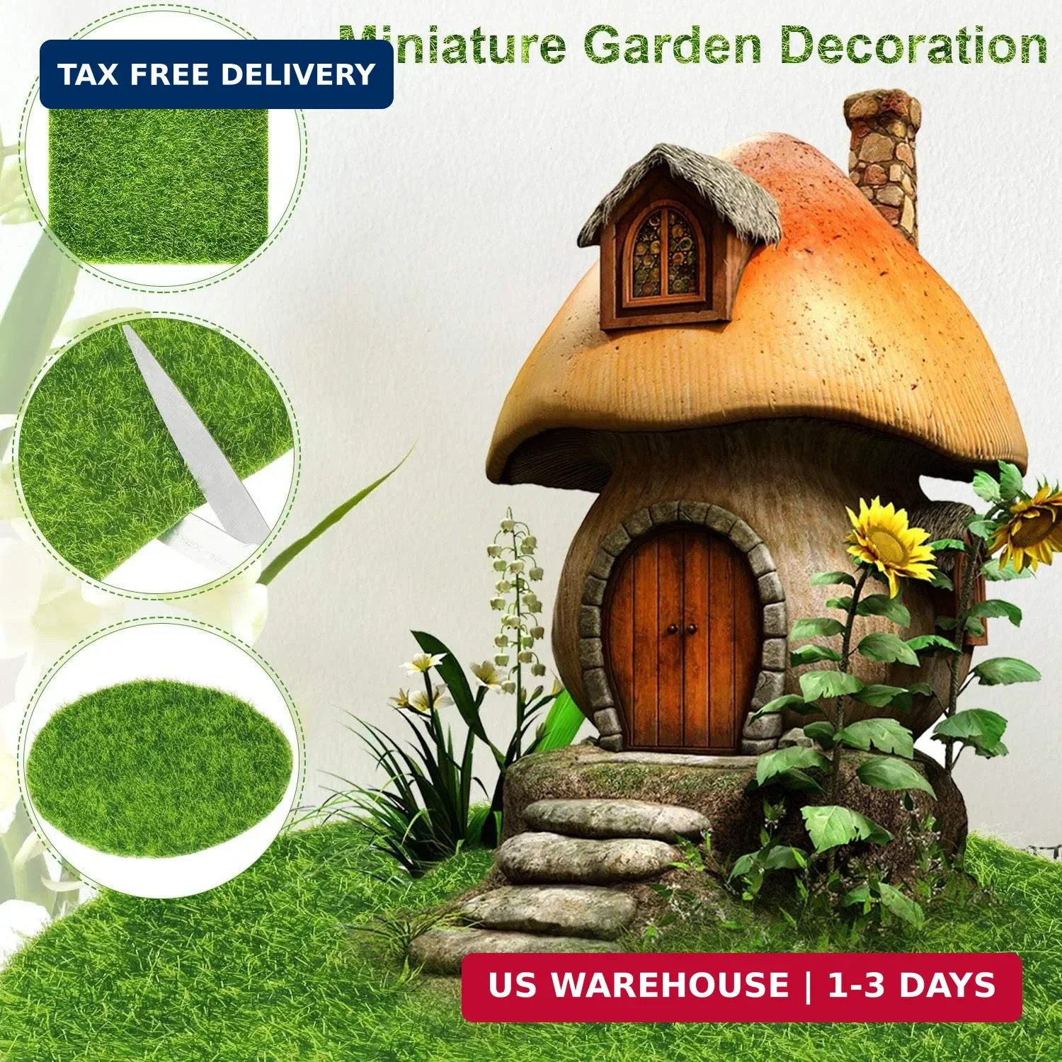 Mudder 10 Pcs Fake Grass for Crafts 6 x 6 Inches Artificial Grass Fairy Garden T