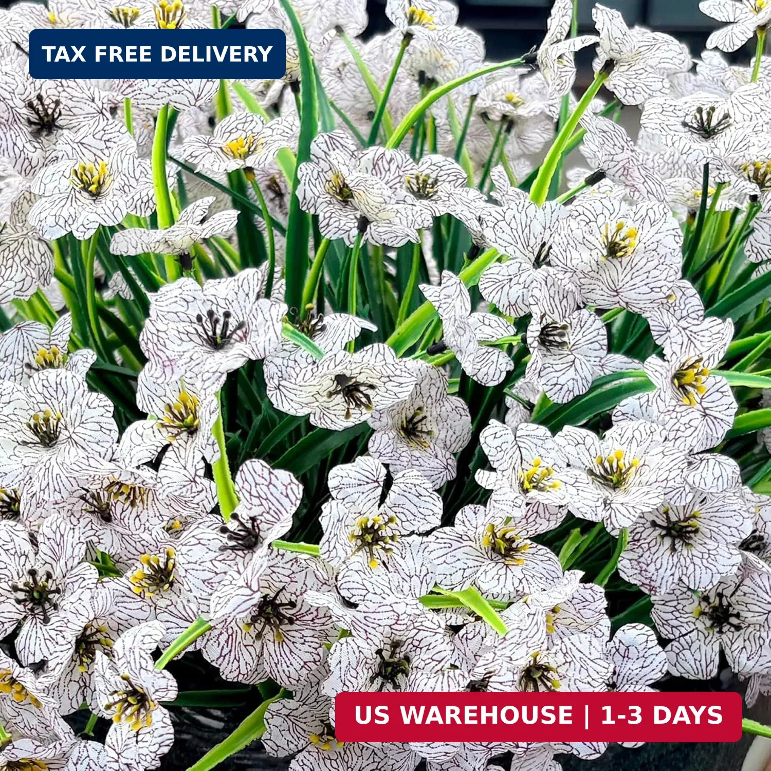 20 Bundles Artificial Flowers for Outdoors, UV Resistant Fake Flowers with Plast