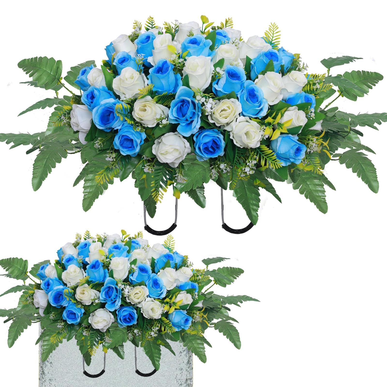 Artificial Cemetery Flower Saddles, Rose Headstone Flower Saddle Outdoor Grav…