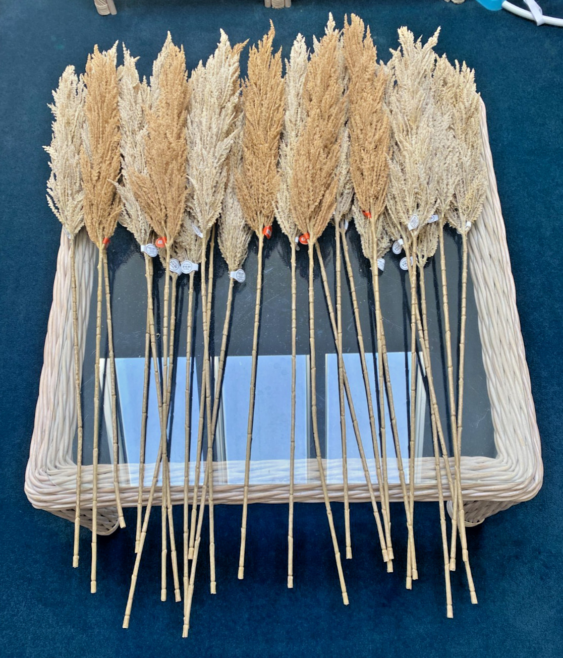 Lot of 30 Faux Pampas Grass Stems Hobby Lobby Tan Brown 45″ Bulk Wedding DIY