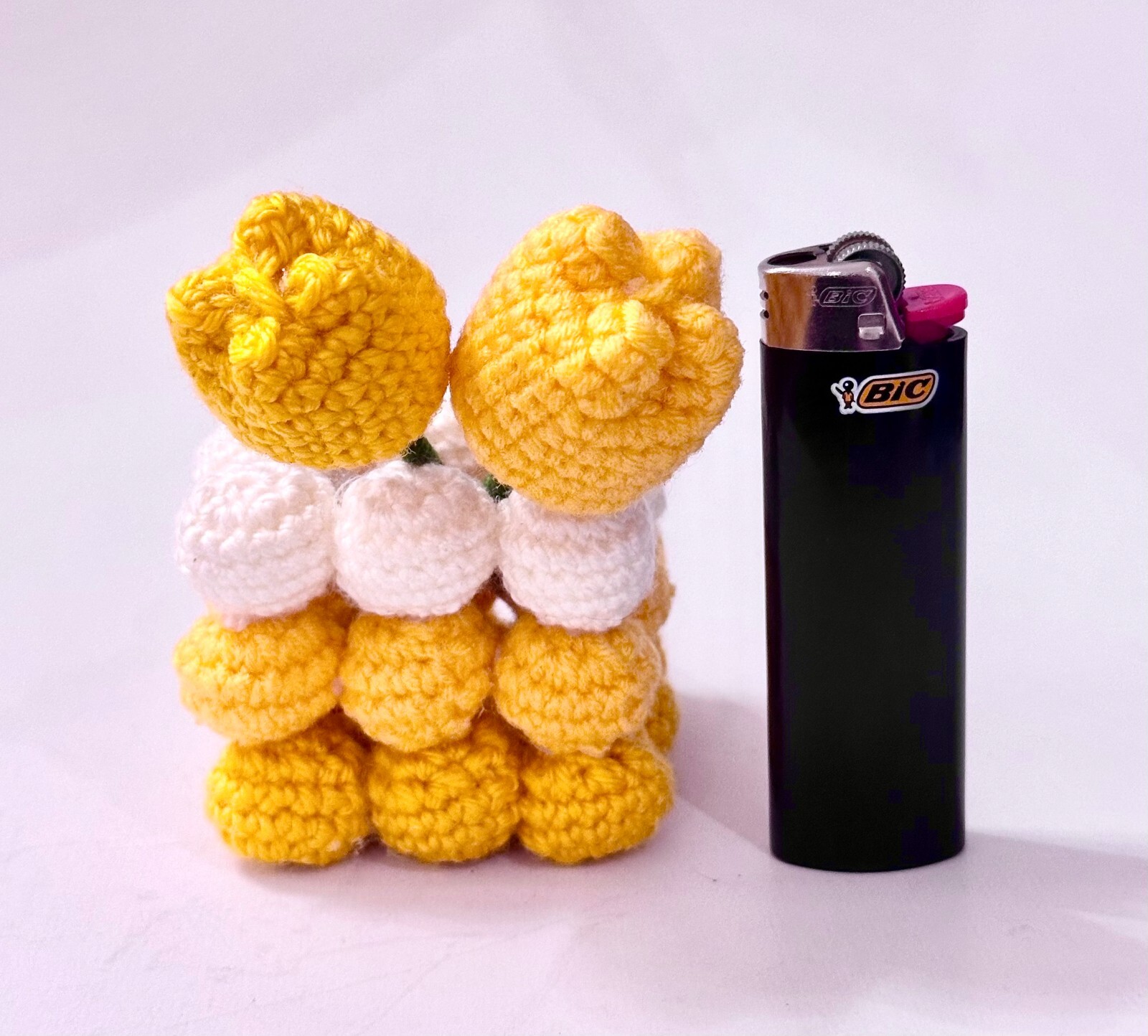 Hand Made Crochet Tulip Flowers in Pot & White Rose Bouquet Gift