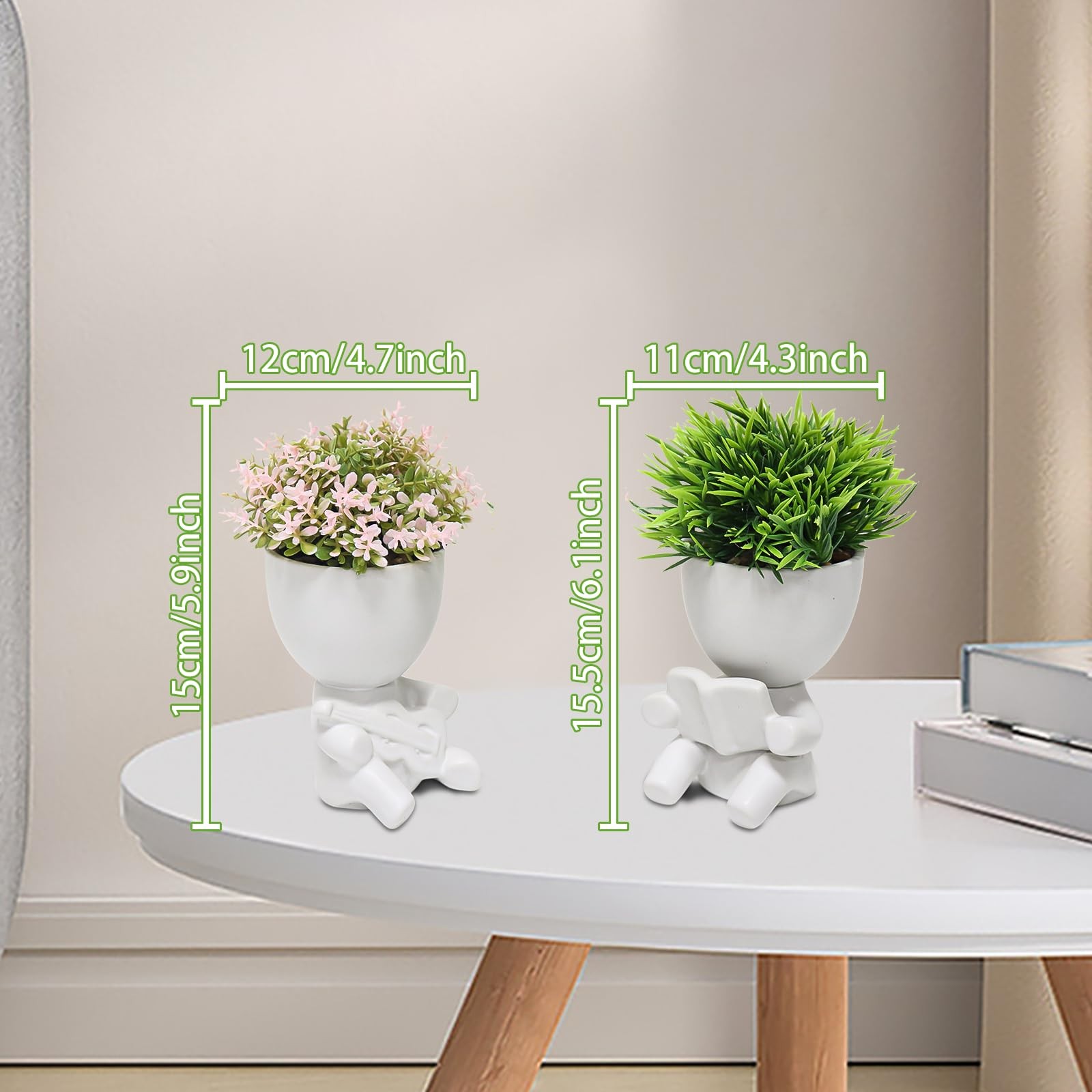 2 PCS Mini Fake Succulent Plants Desk Decor Cute Faux Bathroom Office Decor