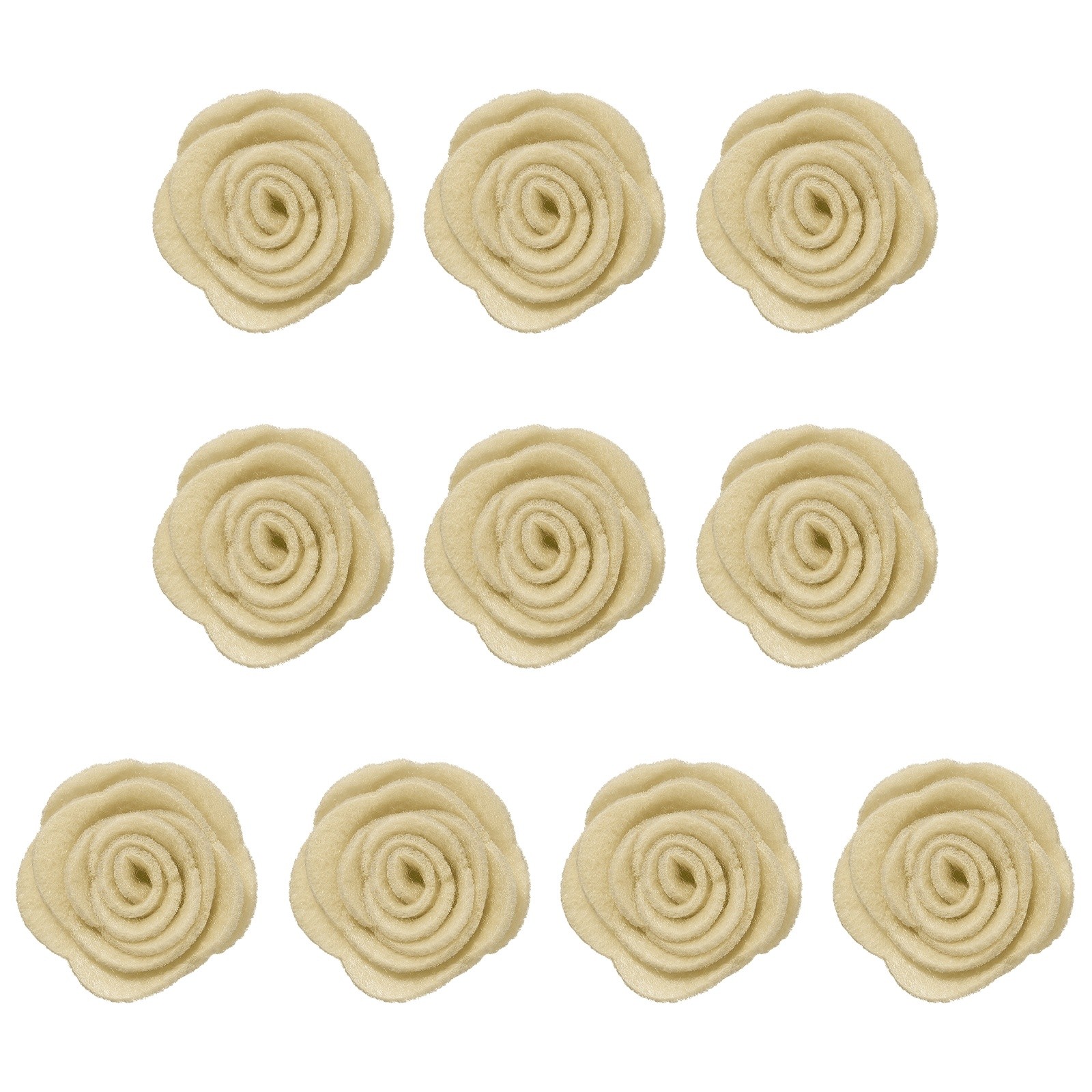 10 Pcs Felt Flowers Embellishments, Nonwoven Camellia Ornament, Khaki