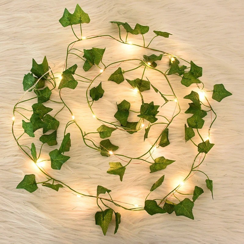 2/5/10M Silk Leaves Fake Creeper Green Leaf Ivy Vine LED