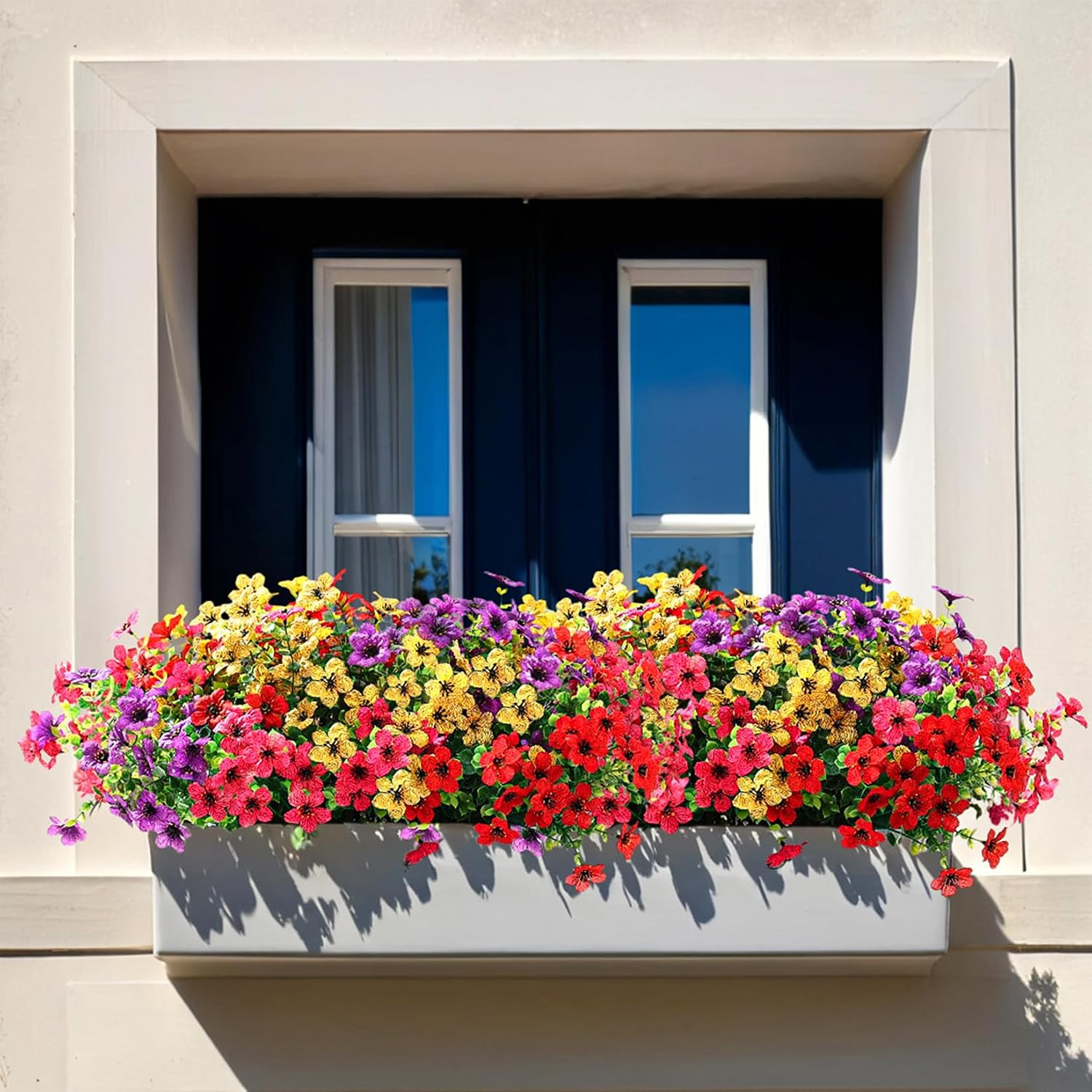 Artificial Flowers for Outdoors,24 Bundles Uv Resistant Artificial Outdoor Flowe