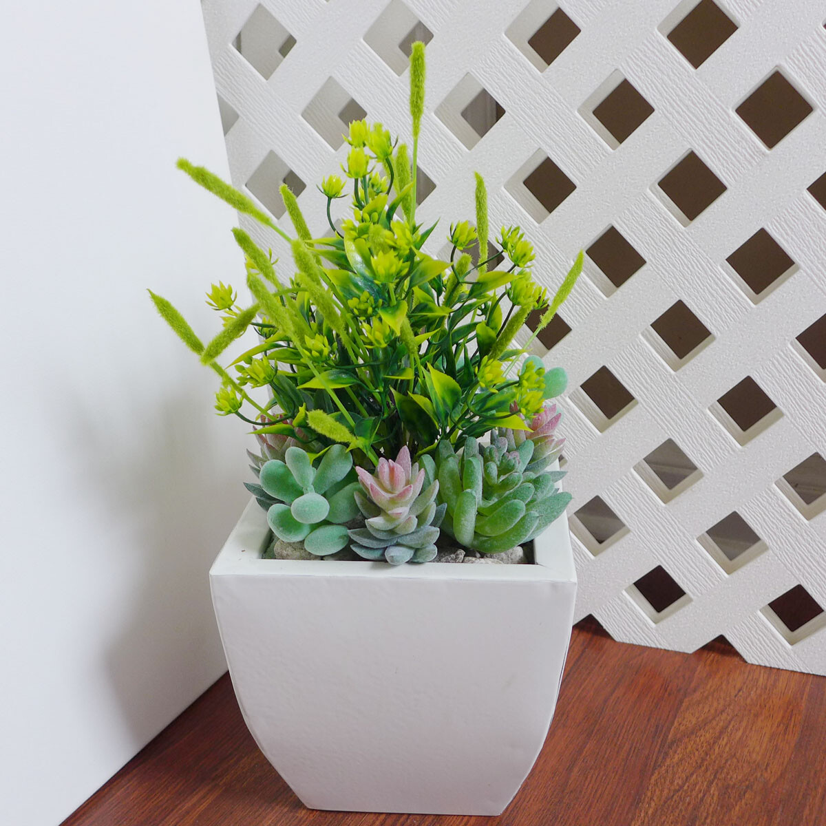 9 Pcs Mix Artificial Plants Yellow Plastic Grass With Flocking Succulents (#88)