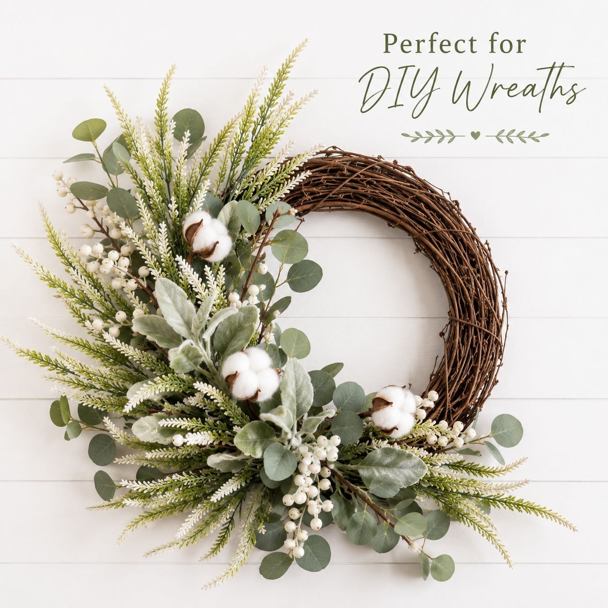 Artificial White Lavender Stems Faux Salvia Greenery Picks Farmhouse Floral Deco