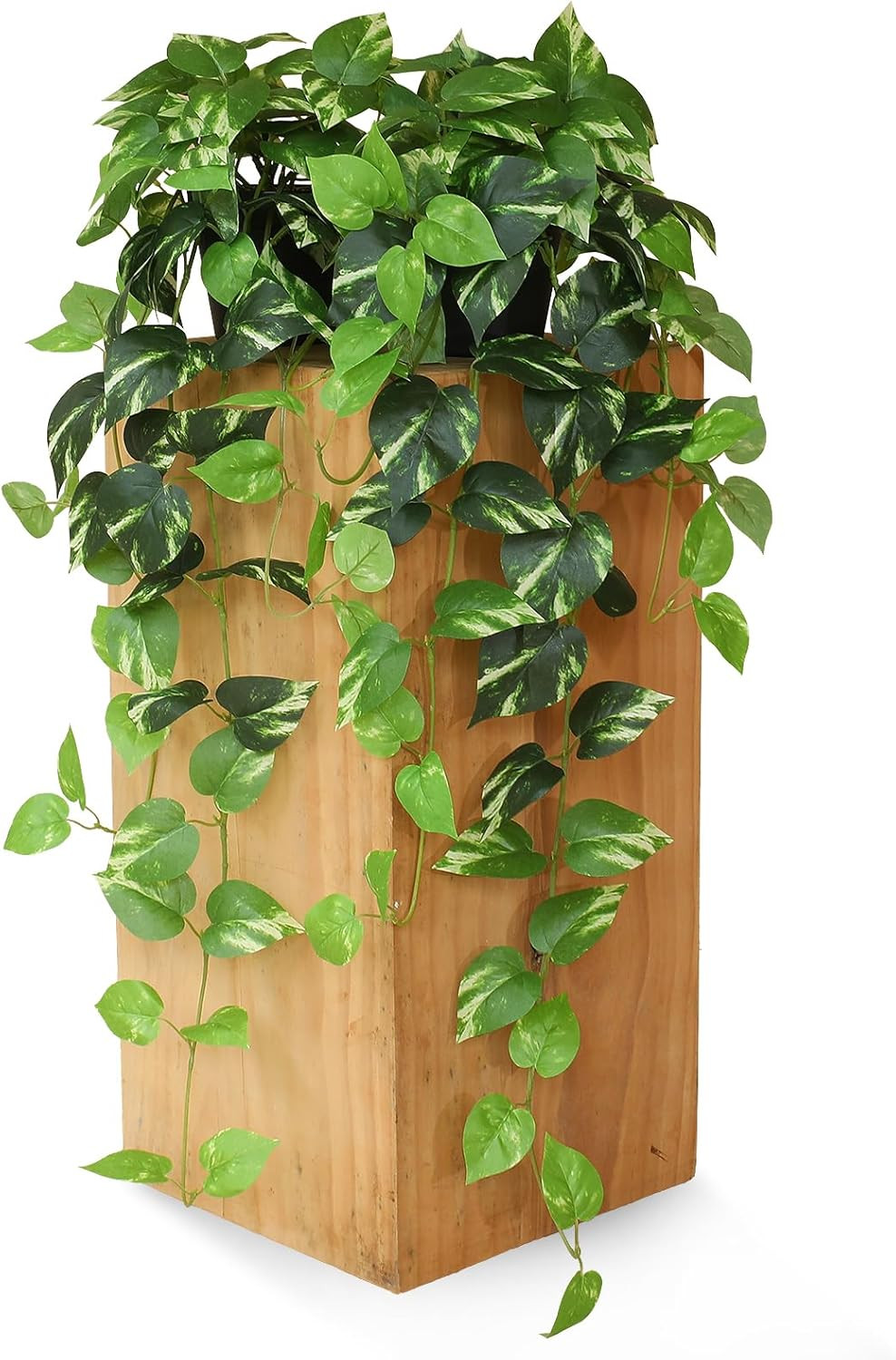 Fake Pothos Hanging Plants – 33″ Set of 2 Artificial Silk Ivy Vines with Pots, R