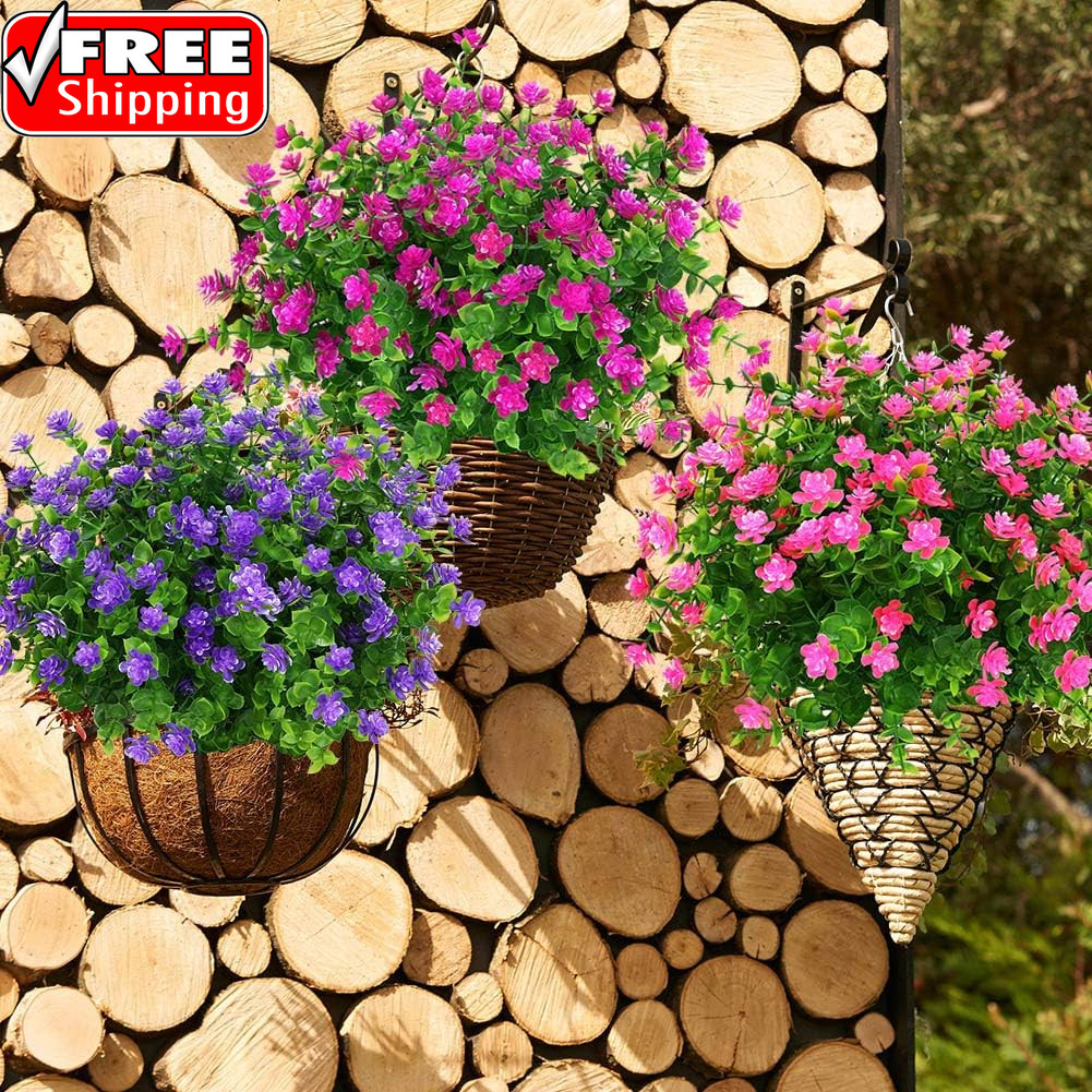 Artificial Flowers Fake Outdoor UV Resistant Boxwood Plants Shrubs 4 Pack, Faux