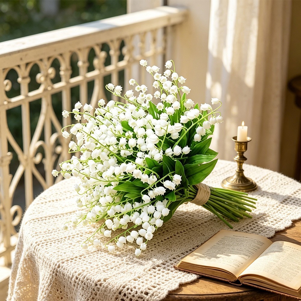 Lifelike Plastic Bellflower and Lily of the Valley Faux Flowers for Styling