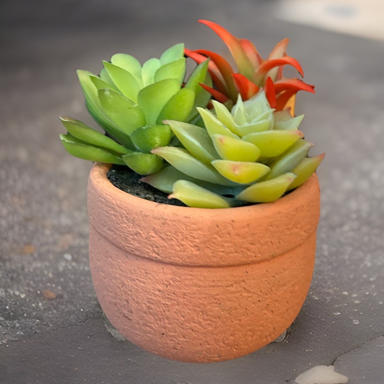 Small Artificial Succulent Plant Arrangement Terracotta -Style Pot Shelf-Window